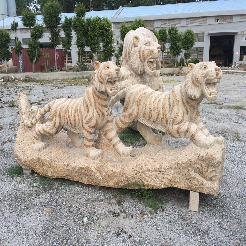Tigre de piedra a gran escala Tallas y esculturas de piedra Obra de arte pura natural Obra de arte