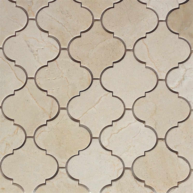 Azulejos de mosaico en espiga marfil crema