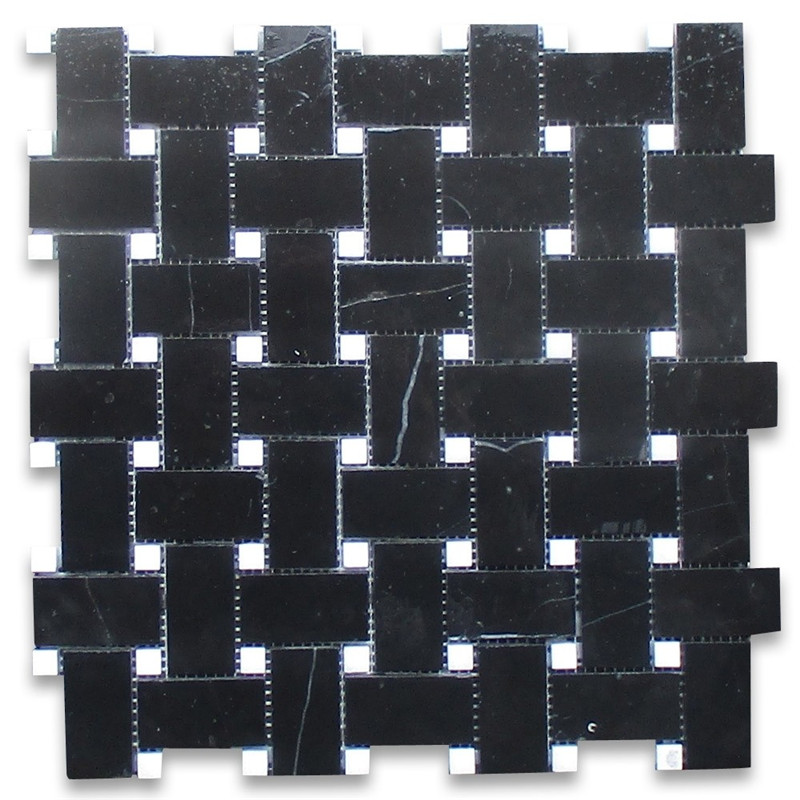 Nero marquina 1x3 mosaico en espiga pulido