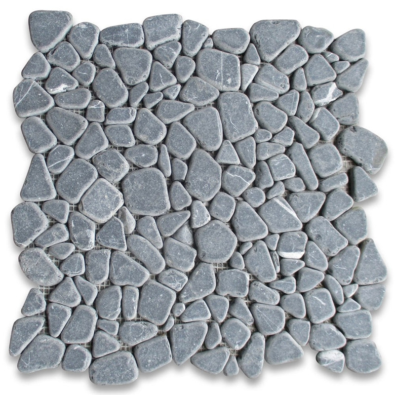 Mosaico de mármol de nero marquina gran mosaico en forma de abanico mosaico pulido