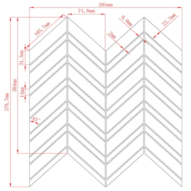 Carrara bianco mosaico de pared de piso de mármol multi chevron mate