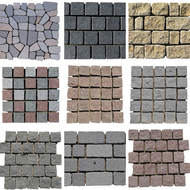 Patrón de pavimentación de abanico de granito de piedra
