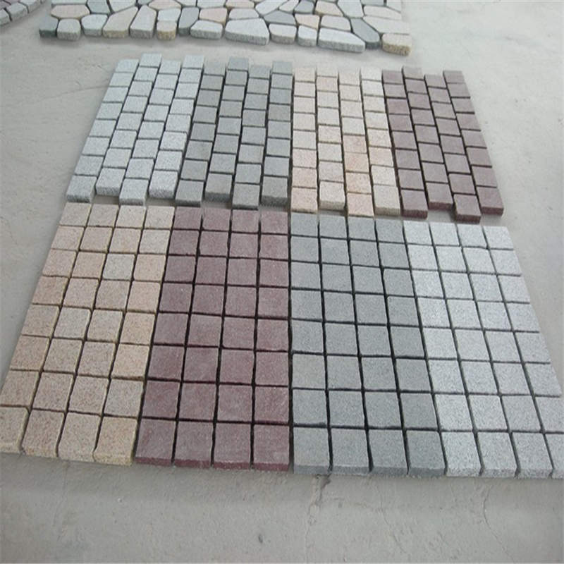 Patrón de pavimentación de abanico de granito de piedra