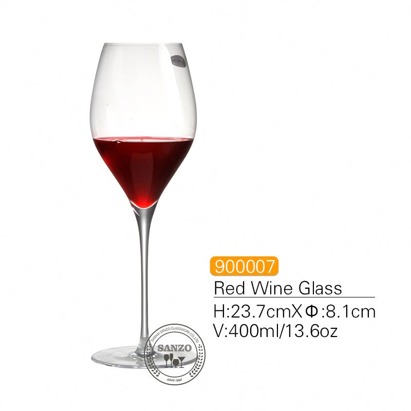 SANZO Tallo negro Globo Lismore Copa de vino Cristal sin plomo hecho a mano Gafas grabadas Gafas gruesas