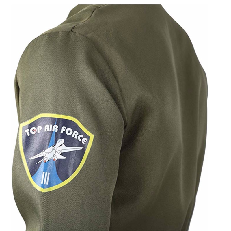 Disfraces de traje de vuelo de mono de piloto de combate de la Fuerza Aérea para hombres para adultos con parches y bolsillos bordados