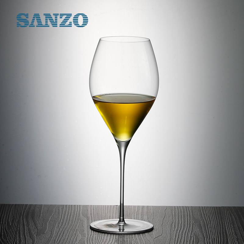 SANZO Vaso de vino tinto negro Cristal hecho a mano sin plomo Cristal de color azul Tallo Gafas Gafas térmicas