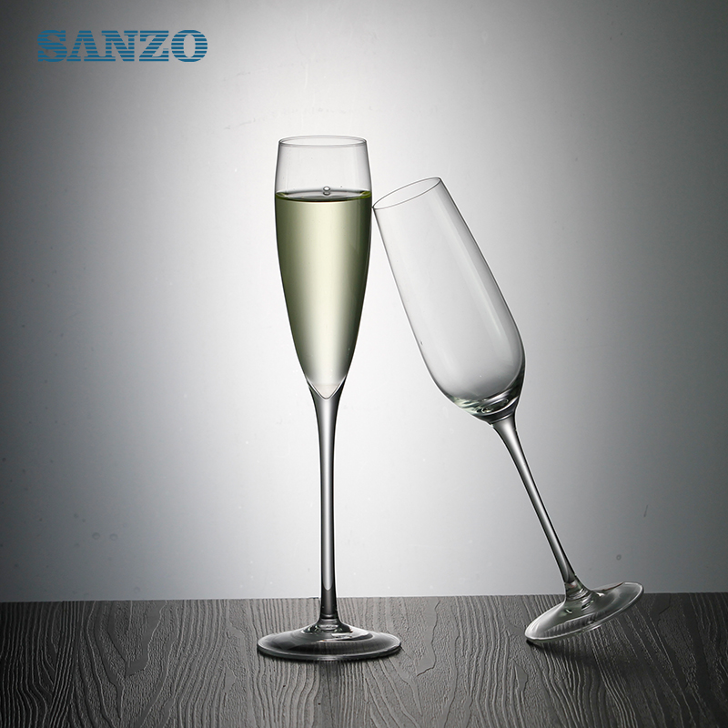 Flauta de champán de vidrio soplado SANZO vasos de champán de plástico hechos a mano personalizados