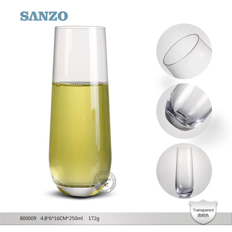 Flauta de champán de tallo negro SANZO Flautas de champán transparentes personalizadas Champán de plástico