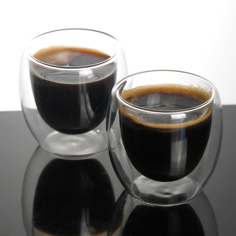Fabricante de cristalería personalizada Taza de café de doble pared hecha a mano al por mayor