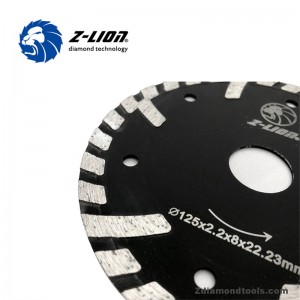 Hoja de sierra de granito ondulado ZL-HB06 con dientes protegidos largos y cortos para corte de piedra