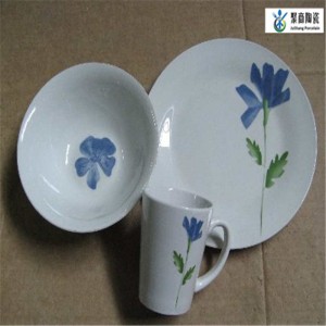 vajilla-juego de vajilla de porcelana de 12 piezas con calcomanía cortada