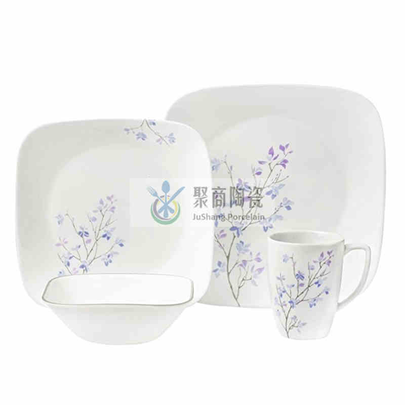 vajilla de mesa-juego de vajilla de porcelana de 16 piezas con calcomanía cortada