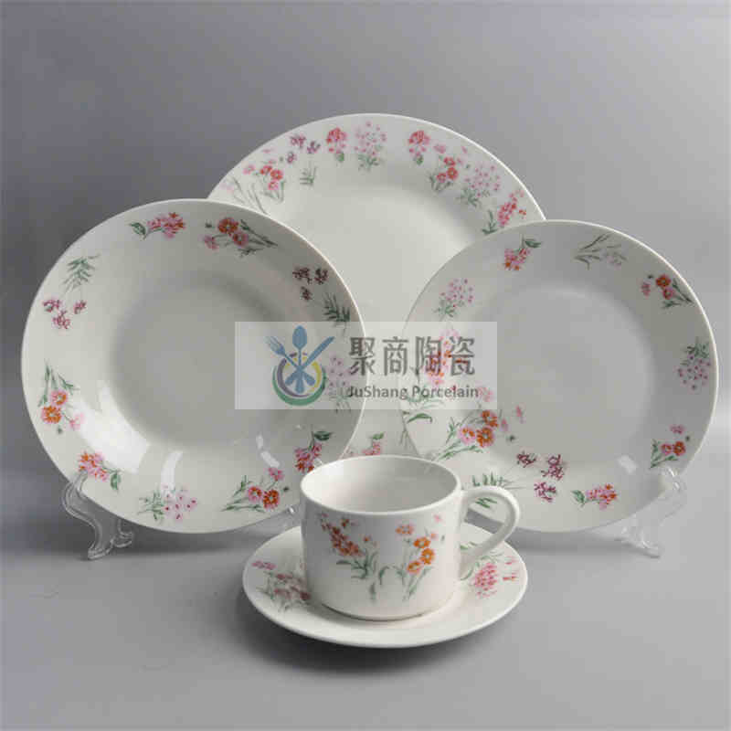 vajilla de mesa-juego de vajilla de porcelana de 20 piezas con calcomanía cortada