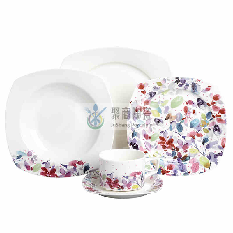 vajilla de mesa-juego de vajilla de porcelana de 20 piezas con calcomanía cortada