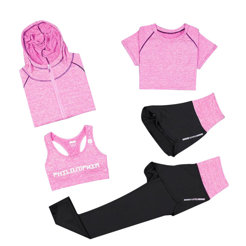 FDMF001- Trajes deportivos de 5 piezas para mujer Fitness Yoga Running Chándales deportivos