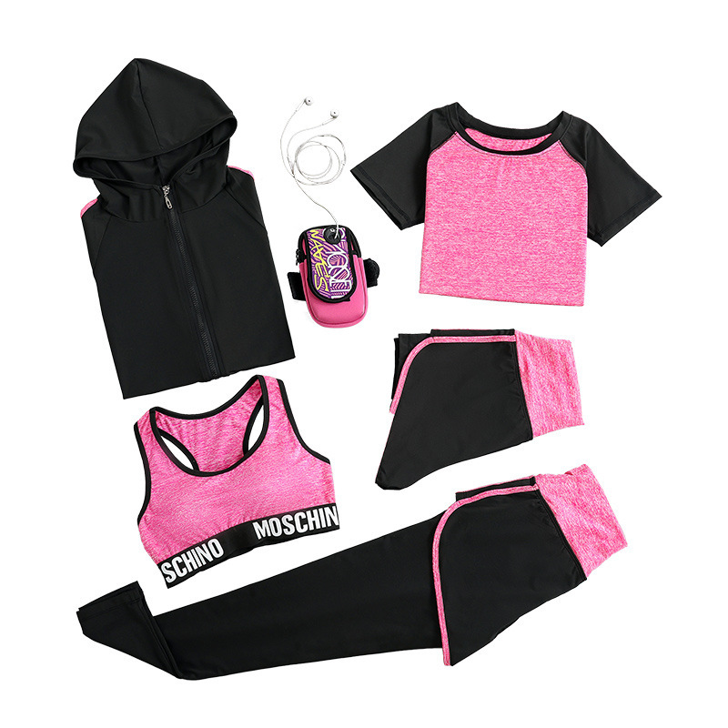 FDMF003- Trajes deportivos de 5 piezas para mujer Fitness Yoga Running Chándales deportivos