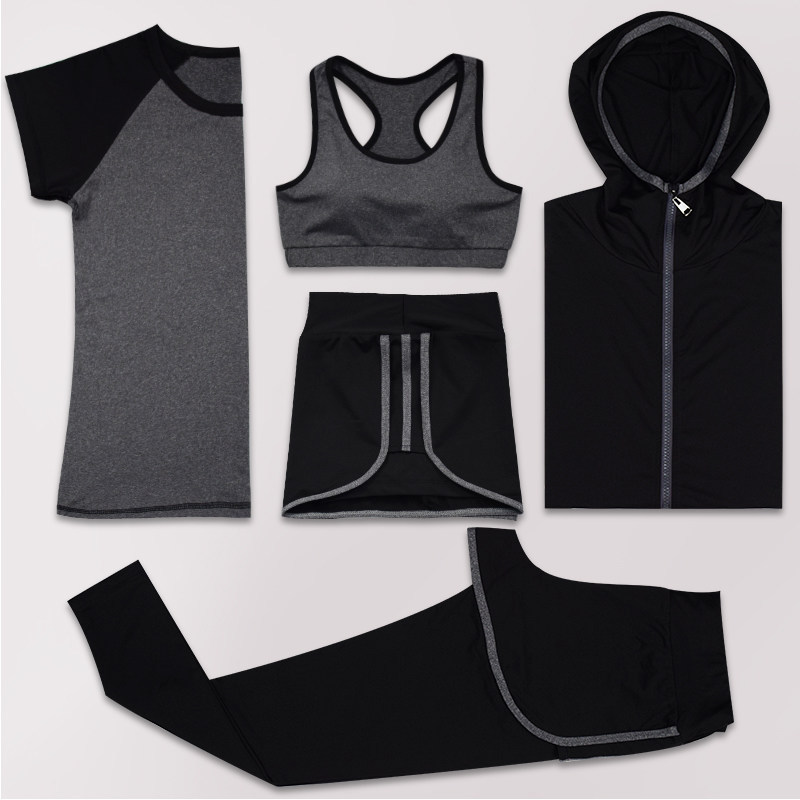 FDMF005- Trajes deportivos de 5 piezas para mujer Fitness Yoga Running Chándales deportivos