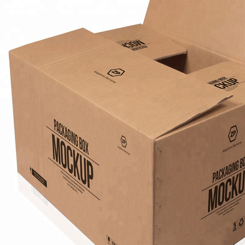Venta caliente personalizado grande 5 capas logo marca impresa papel kraft envío entrega caja de cartón grande