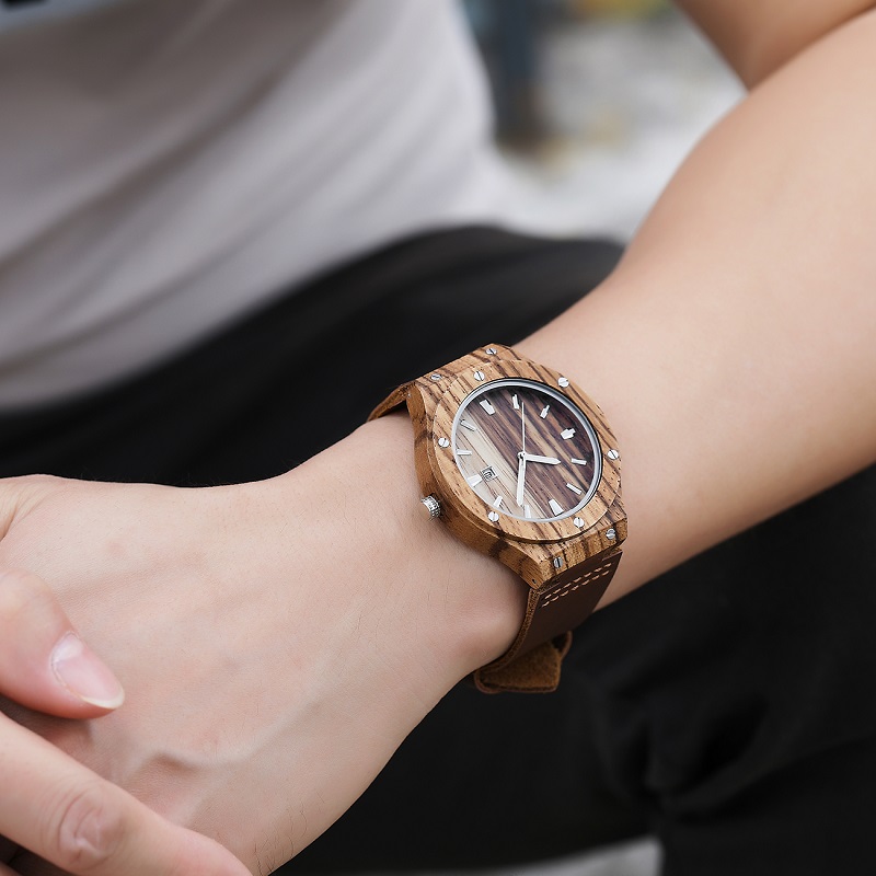 Relojes de madera de arce de diseño para hombres con correa de cuero suave Movimiento japonés Reloj masculino Reloj