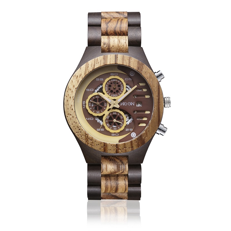 Moda impermeable de oro de cuarzo reloj de madera acero inoxidable relojes de madera personalizados