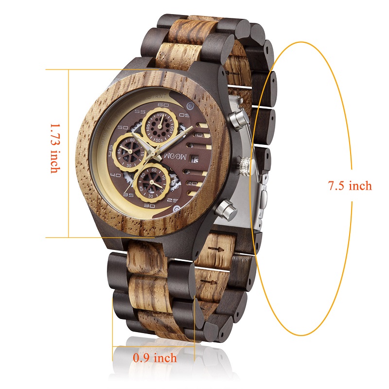 Moda impermeable de oro de cuarzo reloj de madera acero inoxidable relojes de madera personalizados