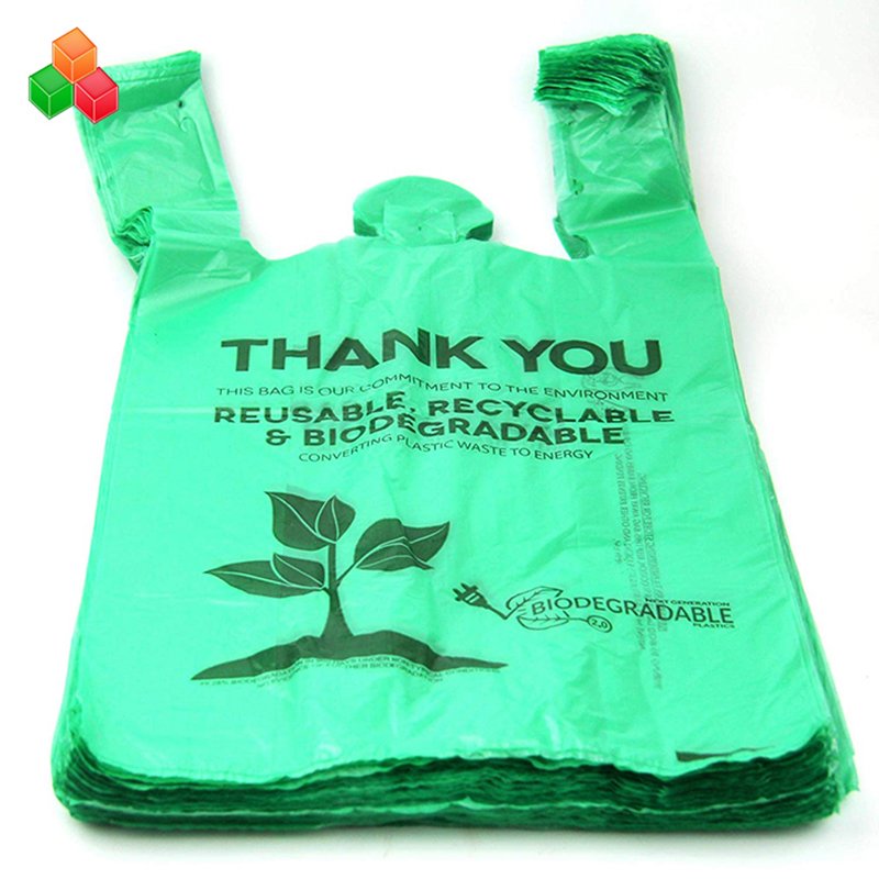 Rollo de bolsa de compras de basura plástica pe + d2w biodegradable no tóxico 100% compostable