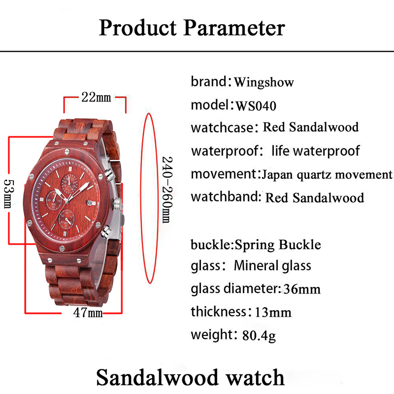 Reloj de pulsera de madera natural ecológico de lujo para el ocio
