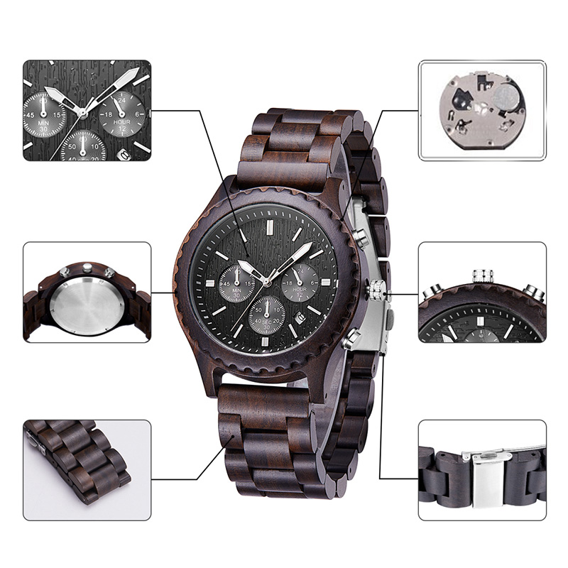 Regalos de lujo Reloj de madera de moda Hombres Reloj militar casual para hombres