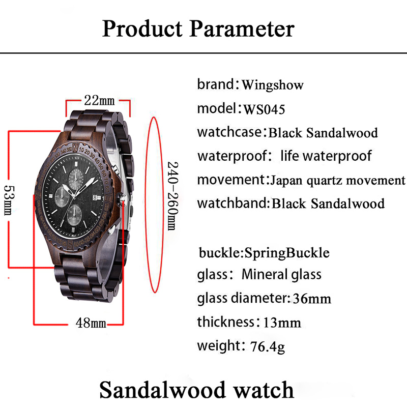 Reloj de pulsera con brazalete para hombre Reloj de madera deportivo simple