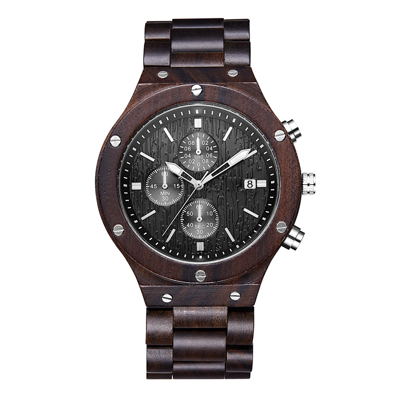 Hight-end Boutique Ocio Unisex DIY Natural Hombres Mujeres Negro Sandalia Reloj de madera