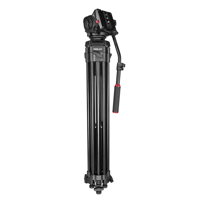 Trípode de video profesional de servicio pesado KINGJOY de 3 secciones VT-2100L con cabezal de amortiguación de fluidos VT-3530 para videocámara
