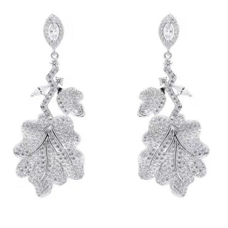 Plata de ley 925 chapada en platino zirconia cúbica mujeres boda pendientes de novia colgantes