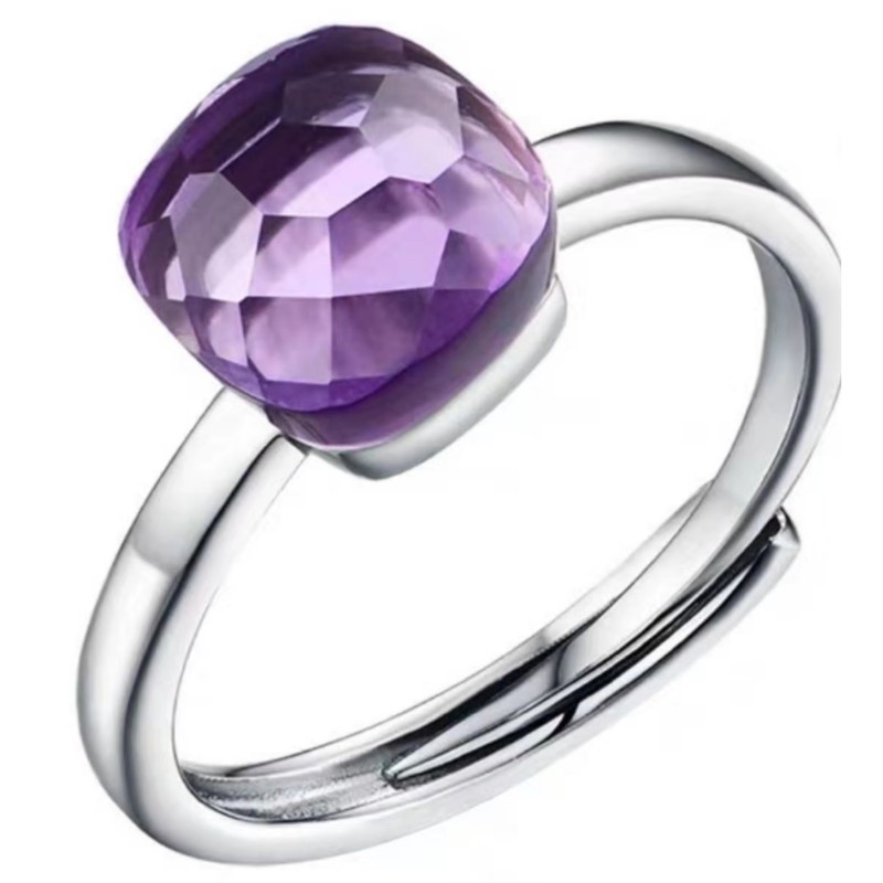 925 plata esterlina champán oscuro violeta amatista piedras preciosas mujeres anillos