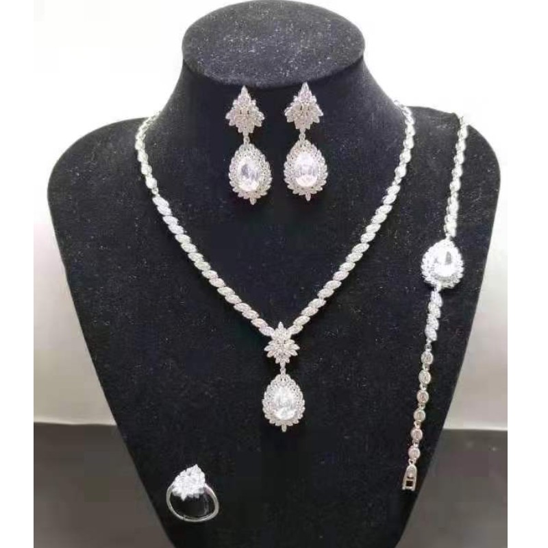Conjuntos de joyas de boda para novias Joyas de boda indias regalos de boda plata de ley 925 circonita cúbica para mujeres