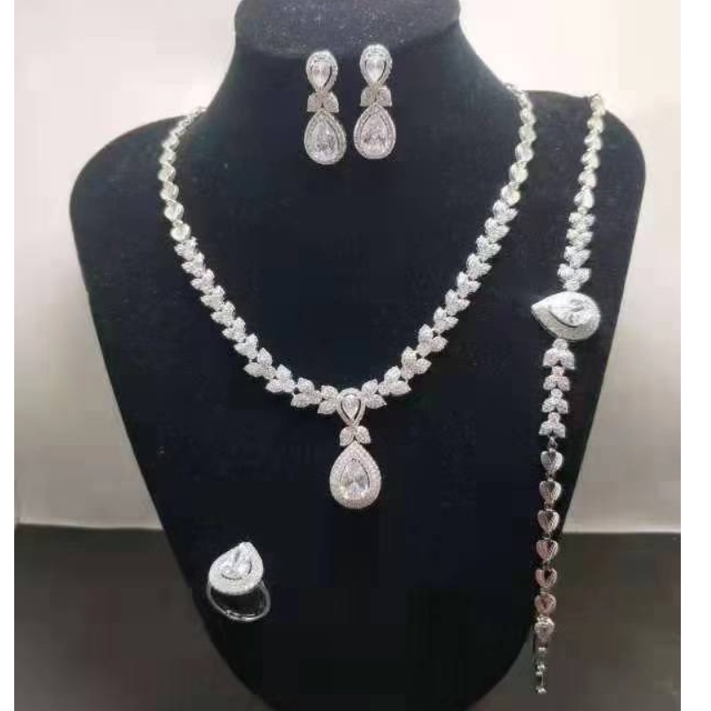 Conjuntos de joyas de boda para novias Joyas de boda indias regalos de boda plata de ley 925 circonita cúbica para mujeres