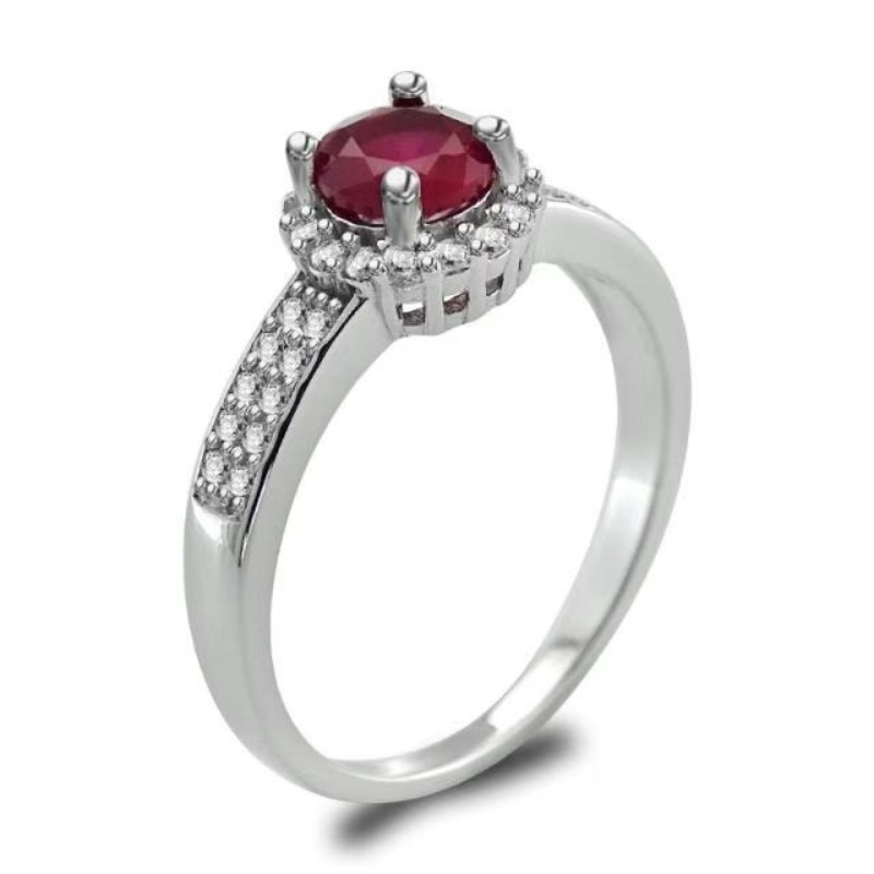 Anillos de mujer 925 anillos de compromiso de granate de rubí sintético de plata esterlina prometen