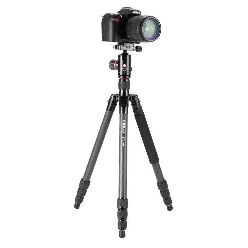 Trípode Kingjoy K1208 Light Travel Series de fibra de carbono con cabeza esférica QH10 y bolsa de transporte