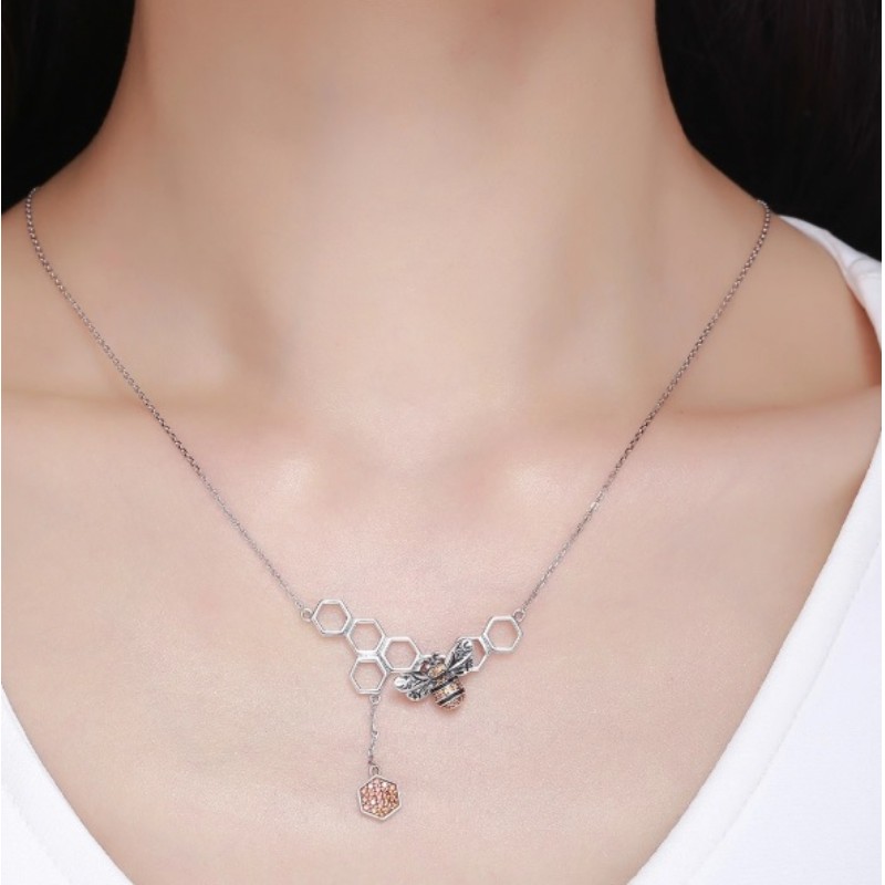 Bee honeycomb 925 sterling silver 2020 nuevas mujeres colgante