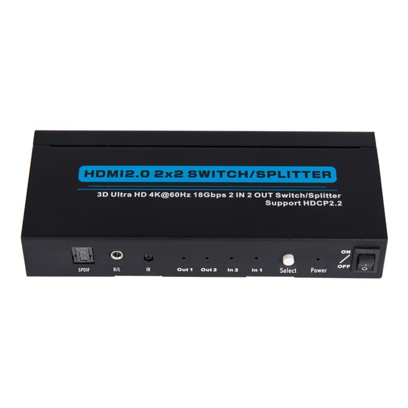 V2.0 HDMI 2x2 Switch / Splitter Soporte 3D Ultra HD 4Kx2K @ 60Hz HDCP2.2