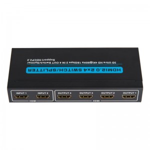 V2.0 HDMI 2x4 Switch \/ Splitter Soporte 3D Ultra HD 4Kx2K @ 60Hz HDCP2.2