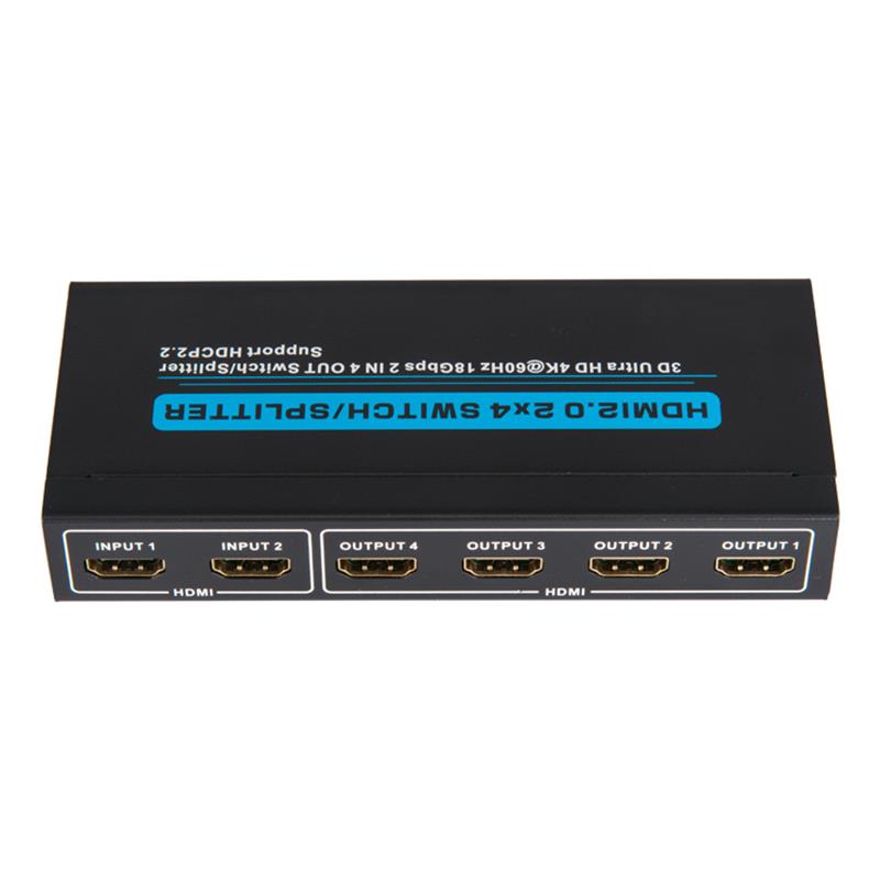 V2.0 HDMI 2x4 Switch / Splitter Soporte 3D Ultra HD 4Kx2K @ 60Hz HDCP2.2