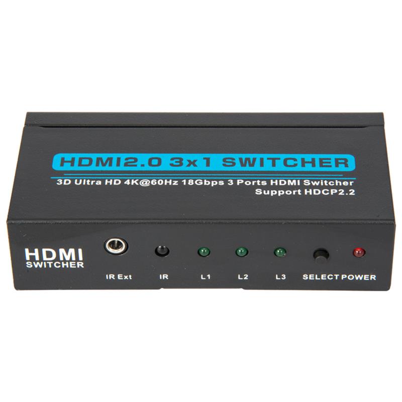 V2.0 HDMI 3x1 Switcher Soporte 3D Ultra HD 4Kx2K @ 60Hz HDCP2.2