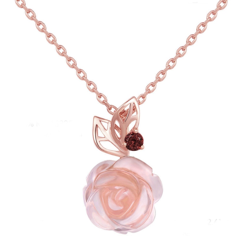 Colgante de oro rosa rosa collar de piedras preciosas collar de mujer 925 PLATA DE LEY 2020