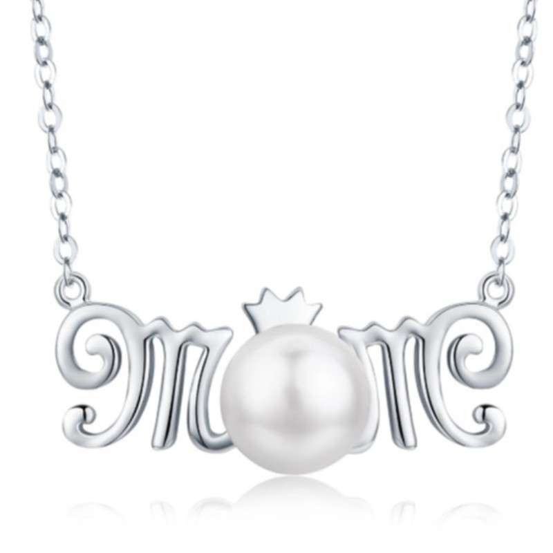 Collar memorizado para madre perla colgante collar de plata de ley 925