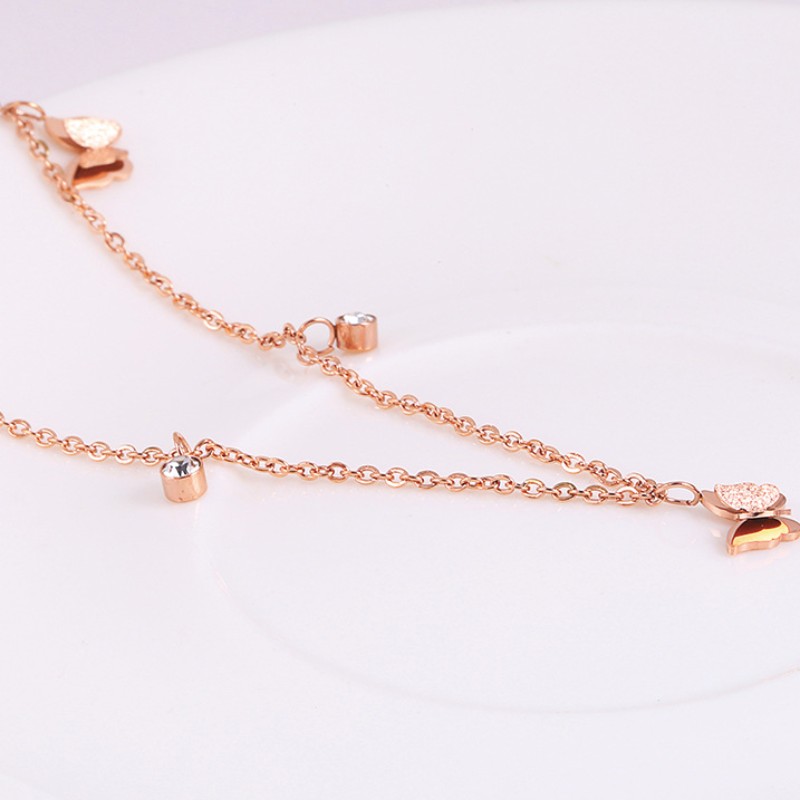 Colgante de mariposa doble colgante de circonio cúbico para mujer oro 14k plata esterlina 925 oro rosa 18k