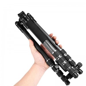 KINGJOY Trípode fotográfico de cámara de bloqueo de giro ligero plegable portátil de aluminio de 5 secciones con kit de cabeza esférica para DSLR