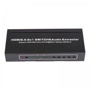 Conmutador V2.0 HDMI 2x1 y extractor de audio compatible con ARC Ultra HD 4Kx2K @ 60Hz HDCP2.2 18Gbps