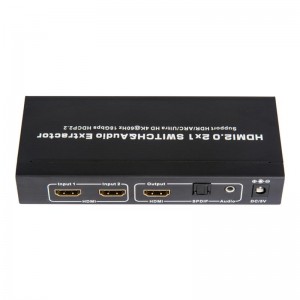 Conmutador V2.0 HDMI 2x1 y extractor de audio compatible con ARC Ultra HD 4Kx2K @ 60Hz HDCP2.2 18Gbps