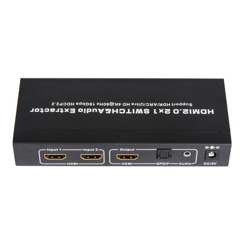 Conmutador V2.0 HDMI 2x1 y extractor de audio compatible con ARC Ultra HD 4Kx2K @ 60Hz HDCP2.2 18Gbps