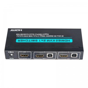 V2.0 HDMI KVM 2x1 Switch Support Ultra HD 4Kx2K @ 60Hz HDCP2.2 18Gbps Tarjeta de sonido y Hub USB
